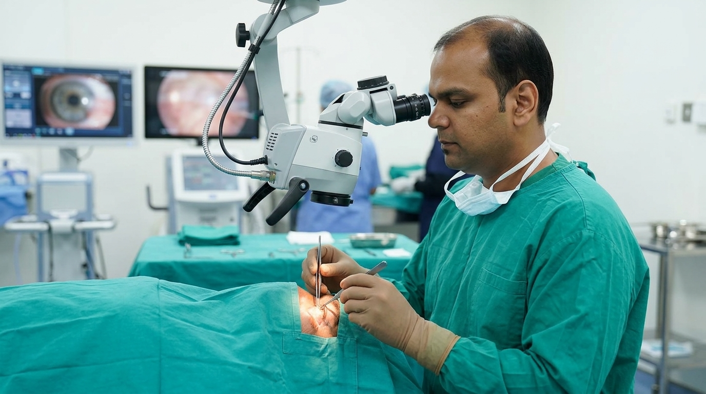 Clinical/Technology illustration for Pterygium Excision Surgery